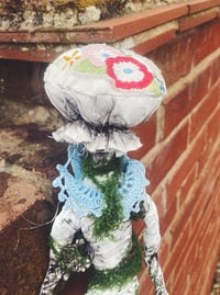 Image 1 of Sitting fungi character - handmade - vintage embroidery