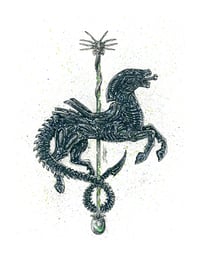 Image 3 of Set 7 - Carousel of Nightmares - Predator / Alien / Creature Horse 9x7 Signed Art Prints