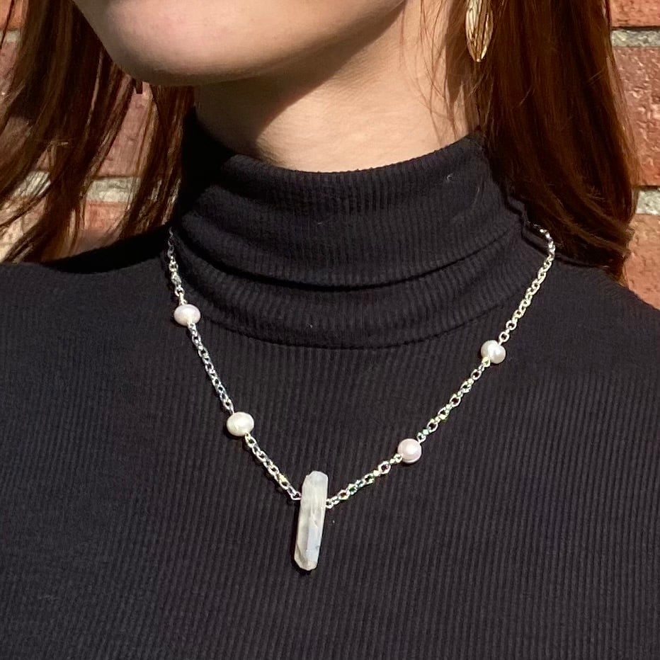 Image of quartz point chain necklace