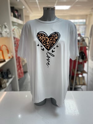 Image of Leopard Print Love Heart T-Shirt