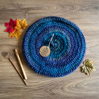 Image 1 of Crochet Beret - Blue Mixed