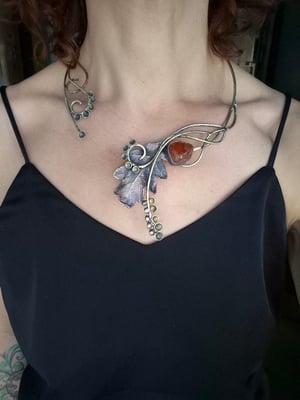 Oak leaf and carnelian necklace 