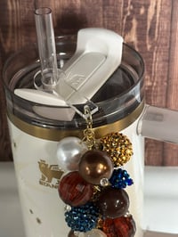 Image 3 of Starlight Shimmer Gold, Navy, and Cream Tumbler Straw Bauble 