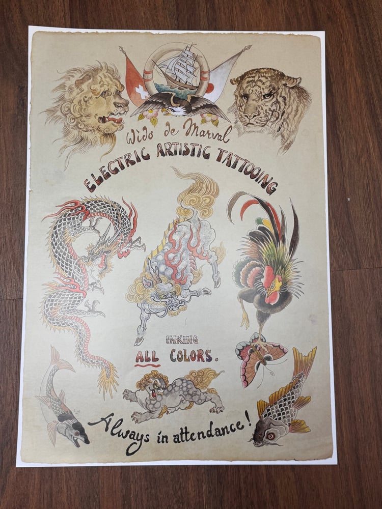 Image of WIDO DE MARVAL “Electric Artistic Tattooing” Print