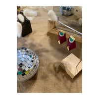 Image 1 of Boucles d’oreilles Fushia Doré Vert