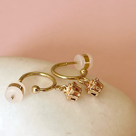 Image of Tiny Little Gold Present Half hoops