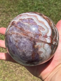 Image 9 of Mexican Lace Agate With Amethyst Sphere #2468