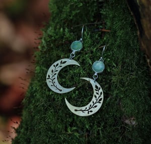 Image of Prehnite Forest Moon Earrings 