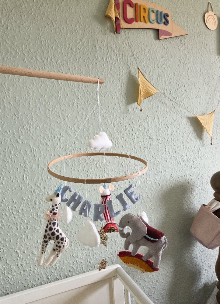 Image of Personalised CHARLIE Circus theme Mobile.