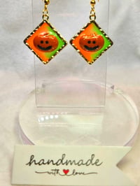 Image 4 of Handcrafted Resin Glow In The Dark Pumpkin Earrings 