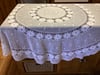 White Round crotcheted tablecloth 