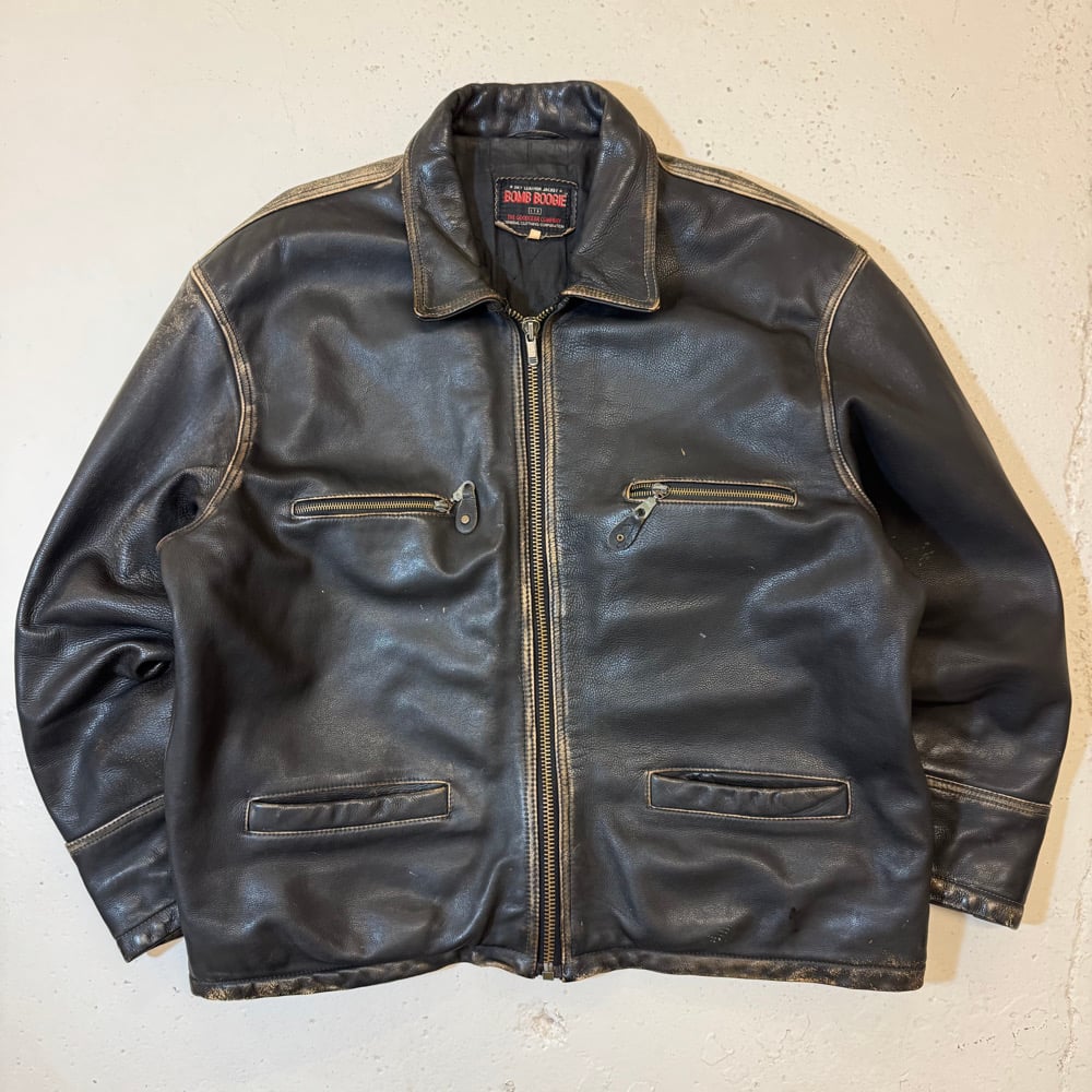 Image of 1990s Bomb Boogie Heayweight Leather Jacket, Size XXL