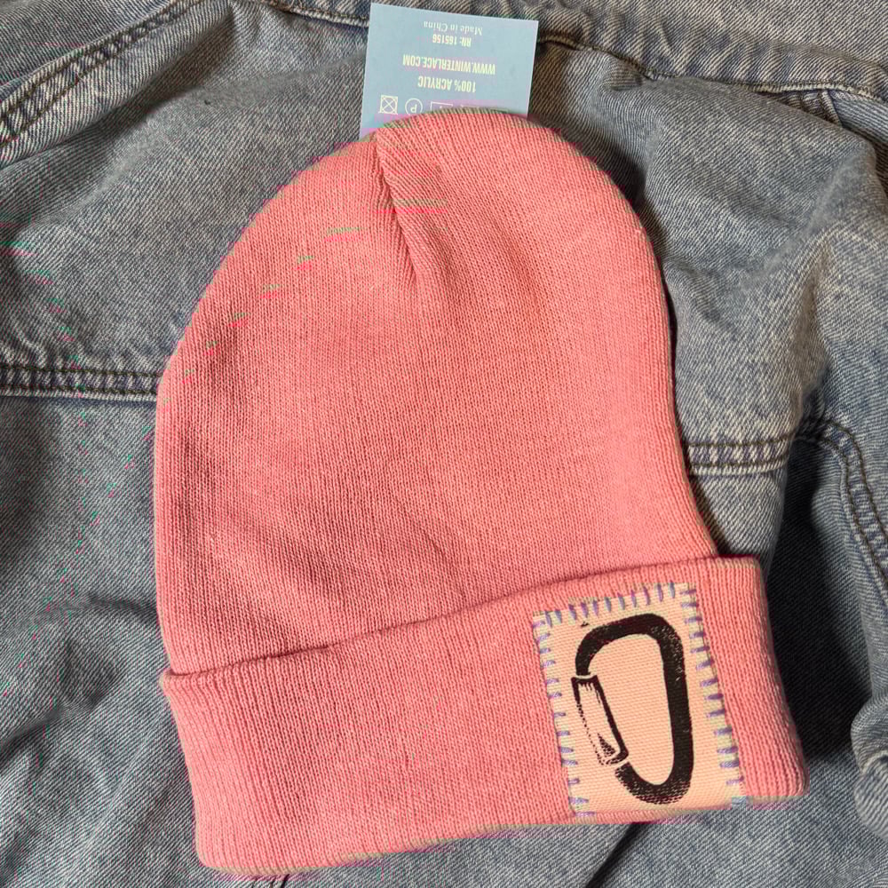 Image of Carabiner Tag-Patch Beanie (Pink on Pink)