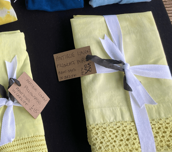 Image of Botanical dyed Vintage linen pillowcases