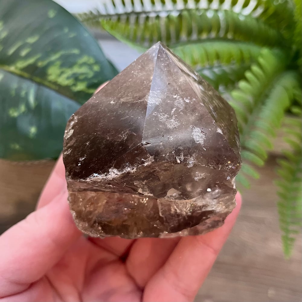 Smoky Quartz Half Polished Point