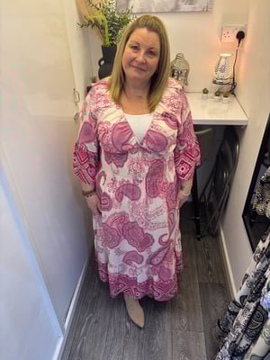 Image of PAISLEY TRIBAL SHIRRED BODICE MAXI DRESS