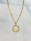 Virgin Mary Pearl Compass 14K Gold Plated Necklace