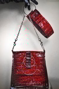 Image 3 of RED GATOR VINYL| SHOULDER CHAINED VEGAN PURSE 