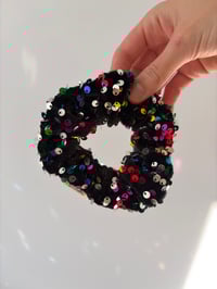 Image 3 of Party sequins & velvet scrunchie 