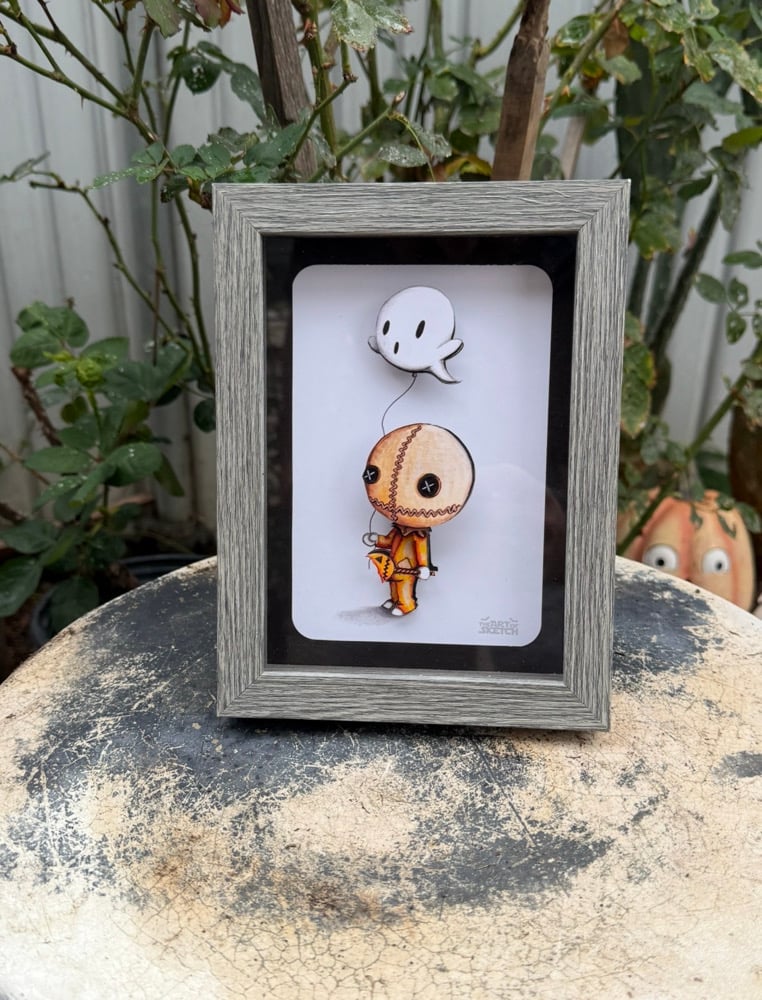 Image of “Sam and his ghost ballon” shadow box