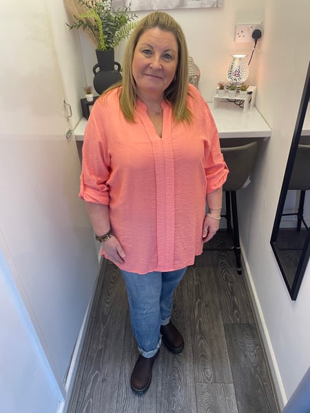 Image of Grandad Collar Blouse With Button Up Sleeve