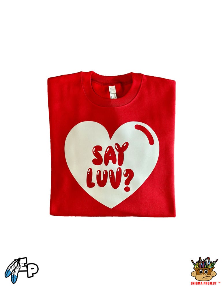 Image of Say Luv? Red Short Sleeve Tee.