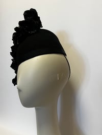 Image 4 of Black felt cocktail shape headpiece