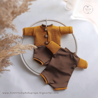 Image 1 of newborn romper - Andre - honey&brown