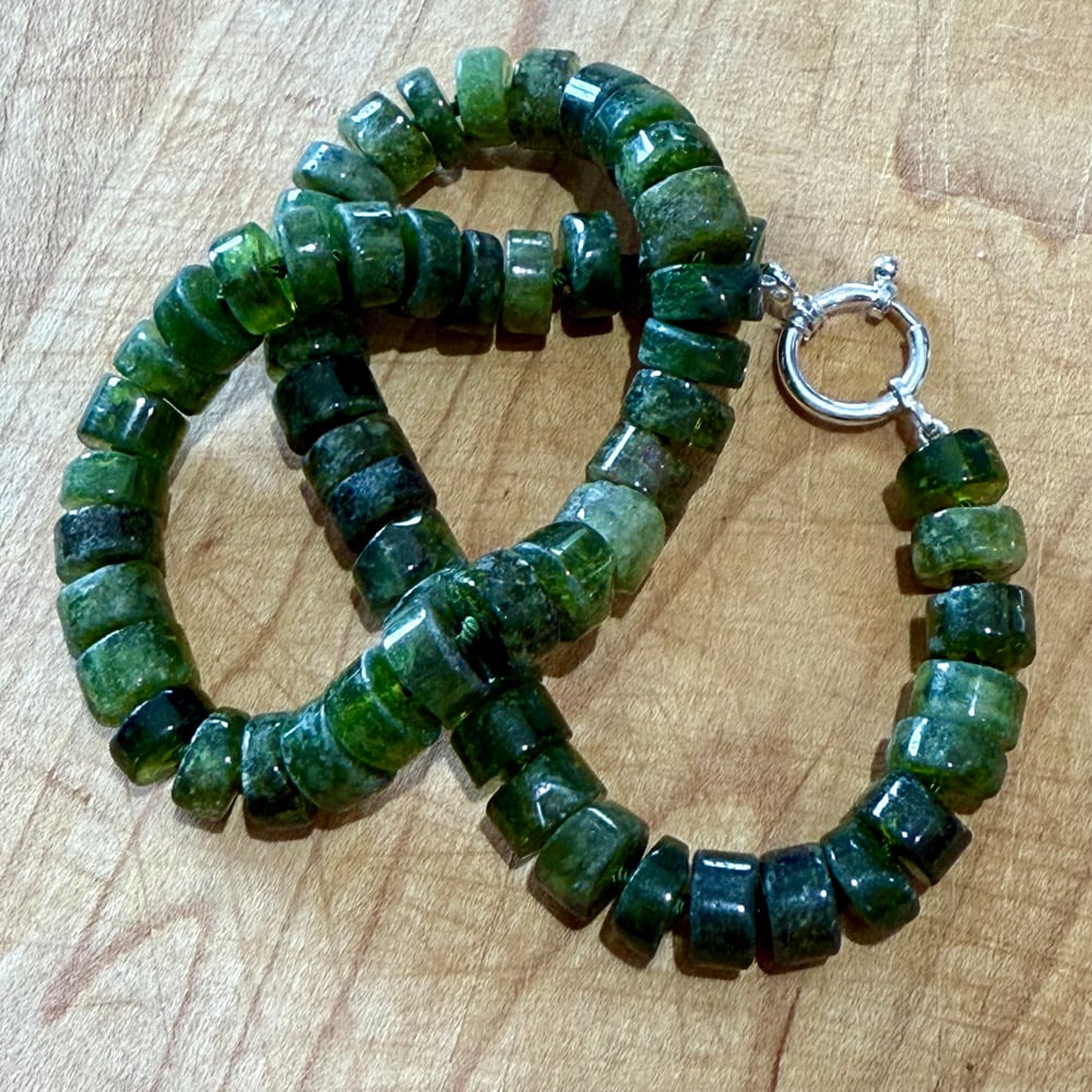 Image of Chunky Green Garnet Beaded Necklace