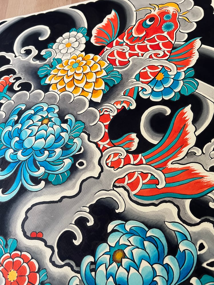 Image of Koi To Kiku Original Painting 