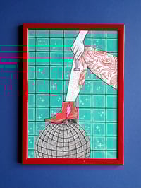 Image 1 of 'READY TO DISCO' original illustration  (A4, frame incl.)