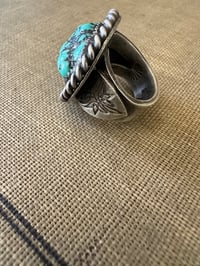 Image 4 of Boot Stitch Alarcon Turquoise Ring size 6.5