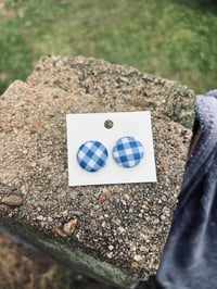 Image 3 of 19mm Gingham Button Earrings