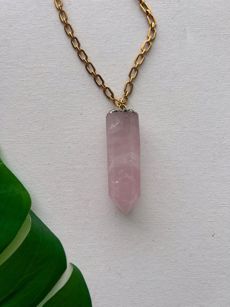 Image of BIG MAMA • Rose Quartz Large Crystal Necklace