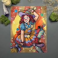 Image 1 of Clown Witch Signed Watercolor Print