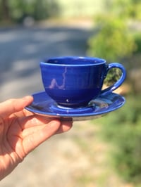Image 1 of Small Cup and Saucer Navy glaze