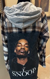 Vintage Cream/Black/Brown Hoodie Flannel Shirt Snoop Dogg