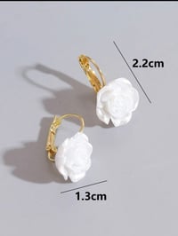 Image 2 of White Rose Hanging Earrings 