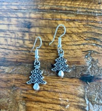 Image 1 of Set of 5 mini Christmas tree silver plated earrings 