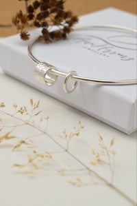 Image 5 of Silver bangle with two textured rings 