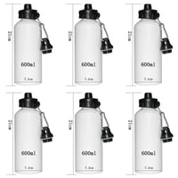 Image 9 of 6PCS/Lot 400/500/600/750ml White Blank Sublimation Water Bottle with Carabiner Aluminum Leakproof Ke