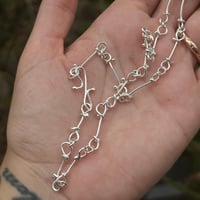 Image 7 of Silver handmade chain with mini moon and pearls