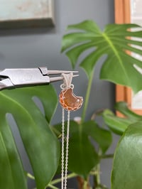 Image 4 of Silver Dainty Carnelian Moon Crystal Necklace