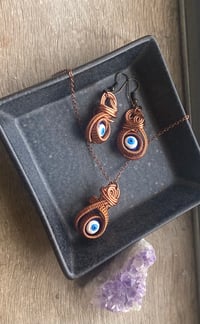 Image 3 of Guardian Energy Evil Eye Set – Blue Silk Jewelry Box + Affirmation Sticker 