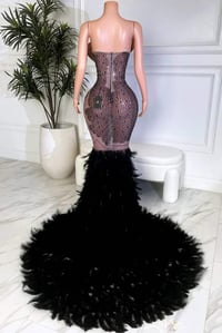 Image 7 of PETAL KISS FEATHER DRESS(MADE TO ORDER)  Blue/ black