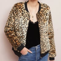 Image 1 of JUICY COUTURE faux fur leopard print bomber jacket