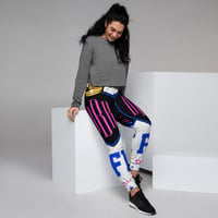 Image 2 of BOSSFITTED White Neon Pink and Blue AOP Women's Joggers