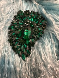 XL GREEN FEATHER BROOCH
