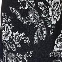 Image 5 of Vintage 90s Bias Cut Black and White Floral Print Reversible Midi Skirt - XL 