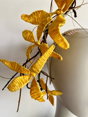 Image of Yellow raffia flower headpiece #2